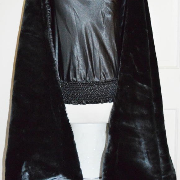 SCARF WRAP ULTRA LONG FAUX FUR VERY SOFT BLACK 8'4'' LONG x 24'' WIDE - Picture 4 of 8